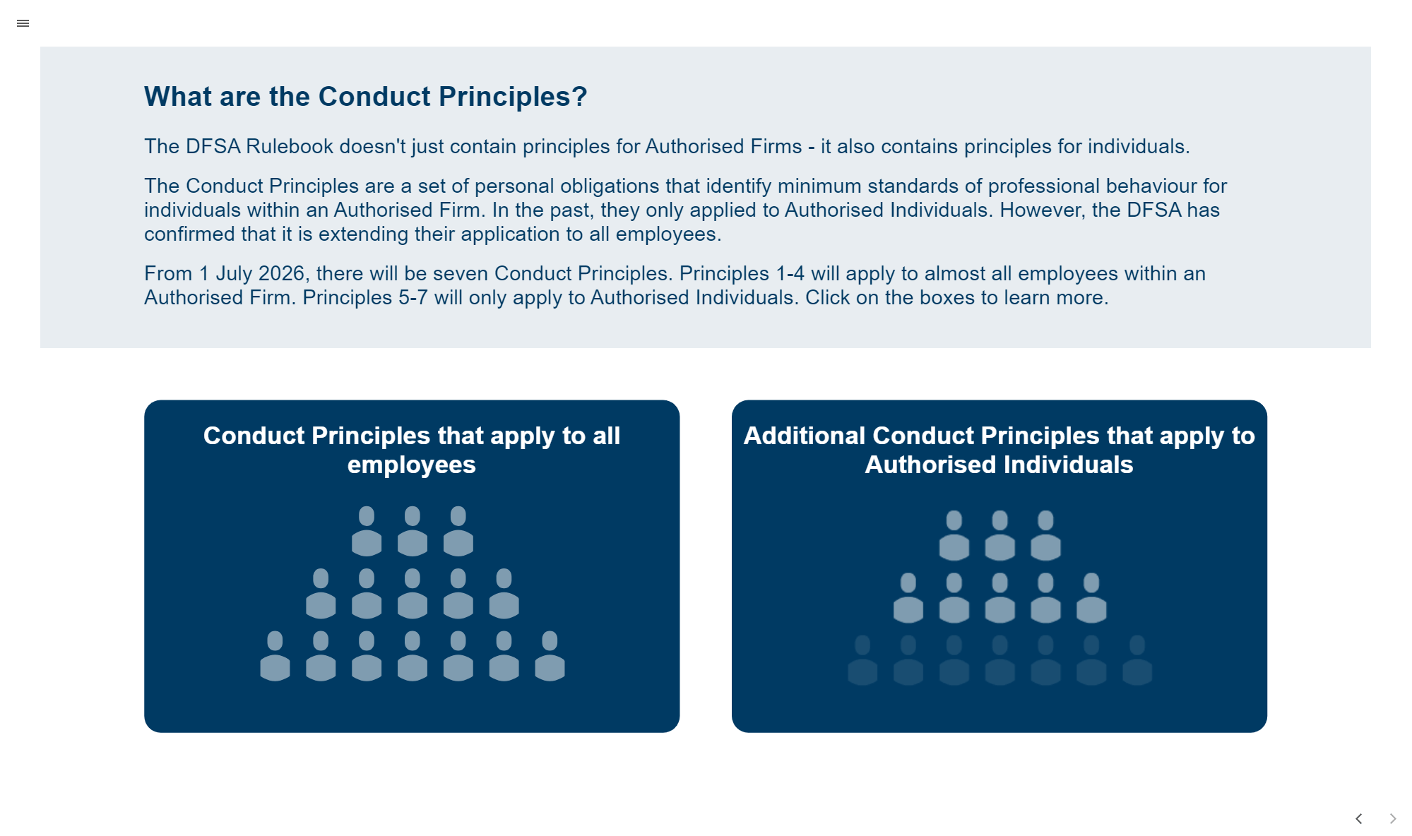 Conduct Priniciples DFSA Screenshot 2